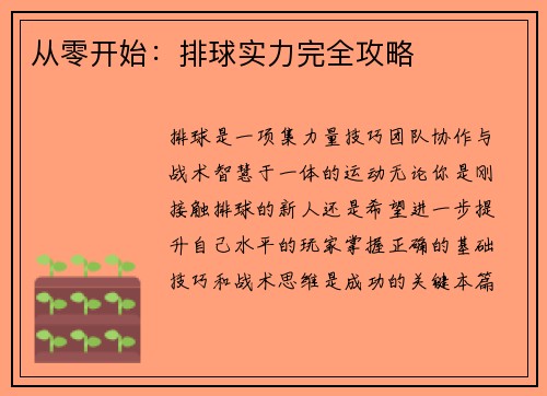 从零开始：排球实力完全攻略