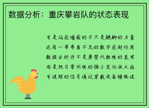 数据分析：重庆攀岩队的状态表现
